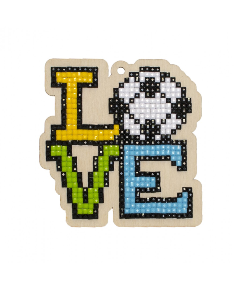 Diamond Painting Love Voetbal hout