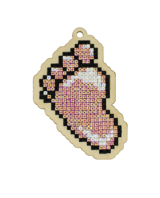 Wizardi Diamond Painting hout Baby Voet Meisje 14x14 cm