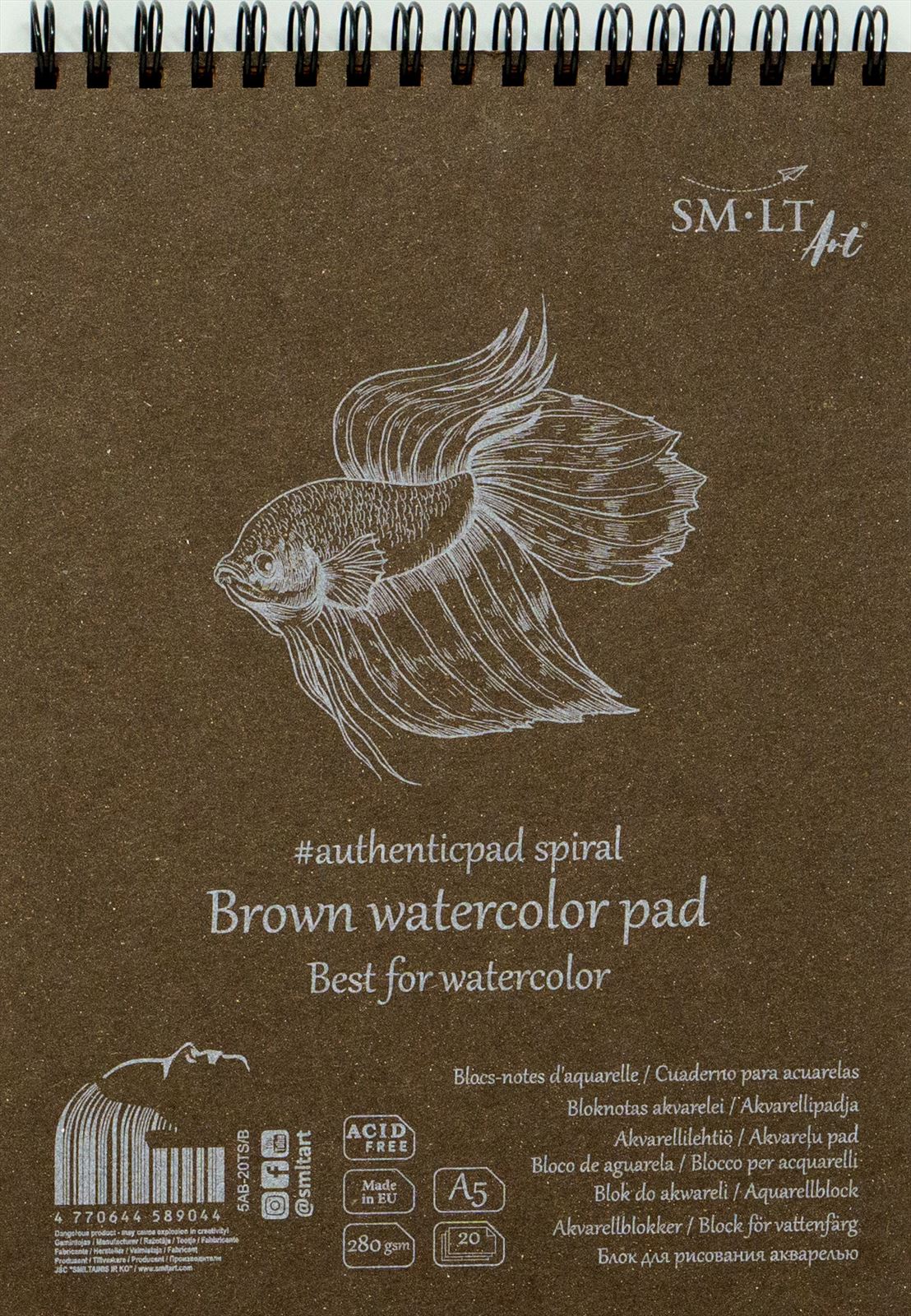 SMLT Ringband Aquarel A5 280gr 20 vel Bruin