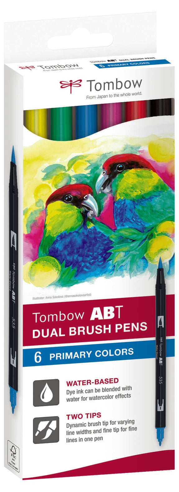 Tombow ABT Dual Brush Pen Set 6 stuks Primary Colors