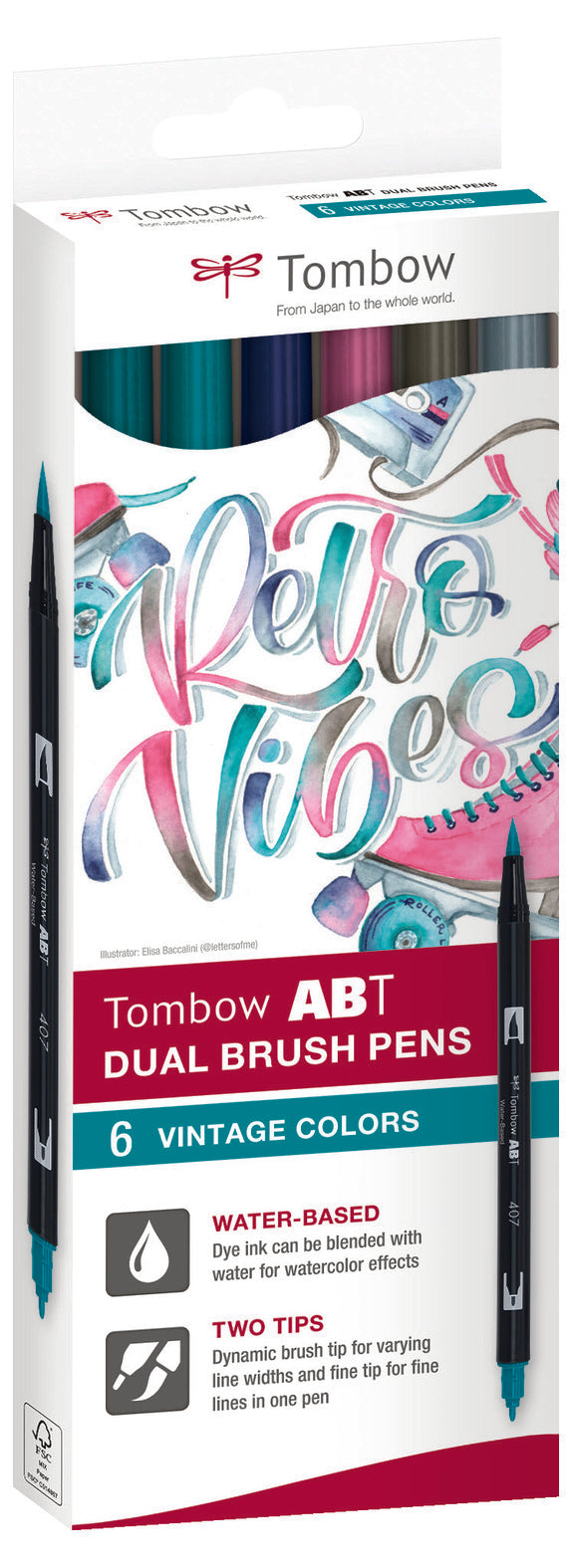 Tombow ABT Dual Brush Pen Set 6 Vintage Farben