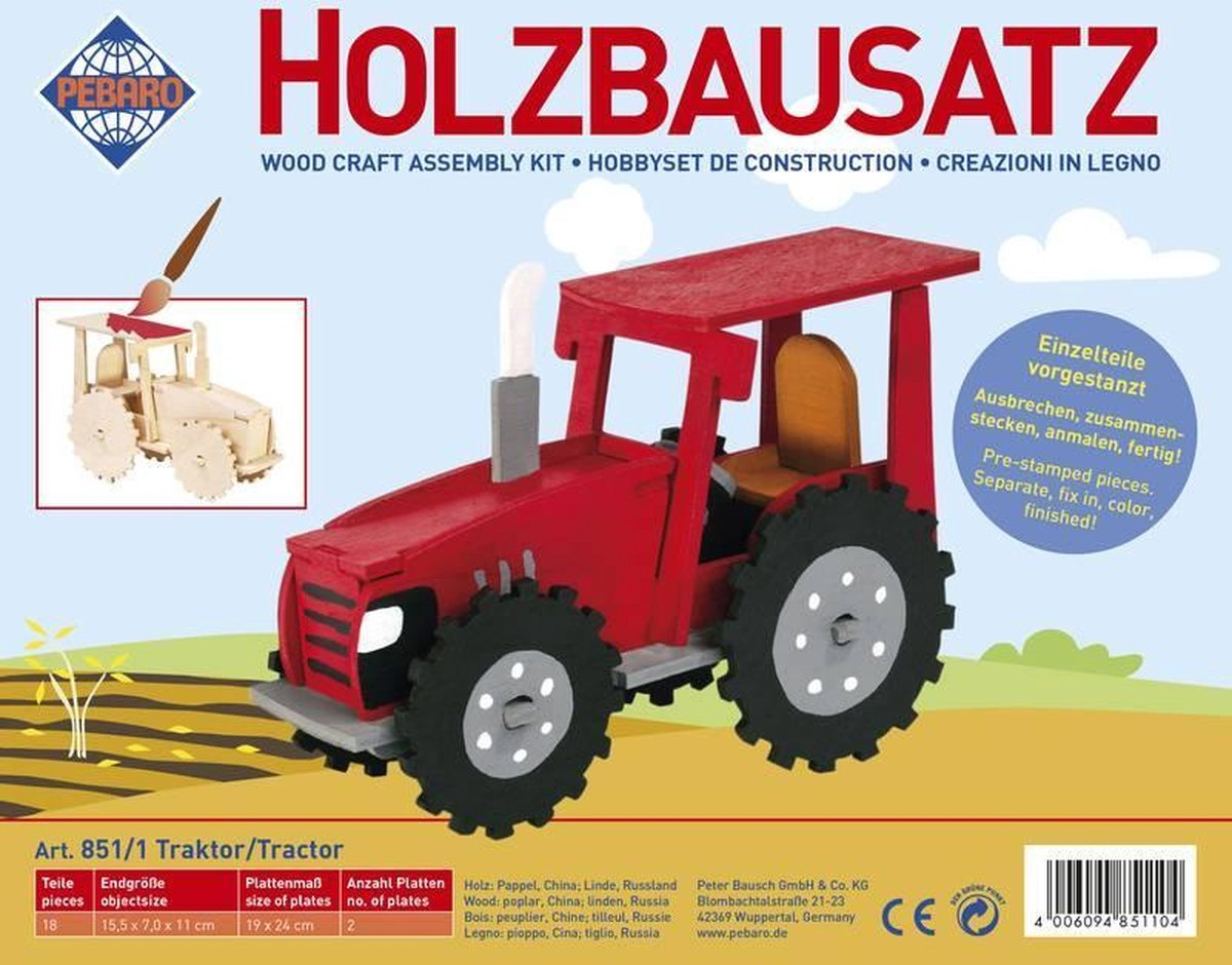Pebaro Wooden Construction Set Tractor