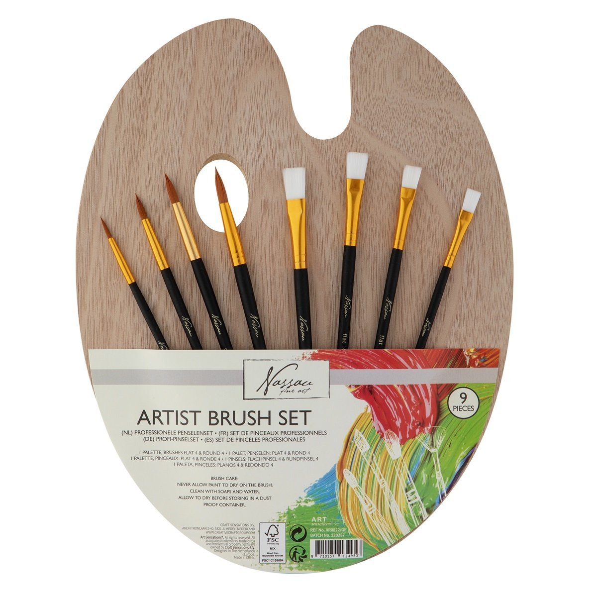 Nassau Houten Palet met Penselen Set