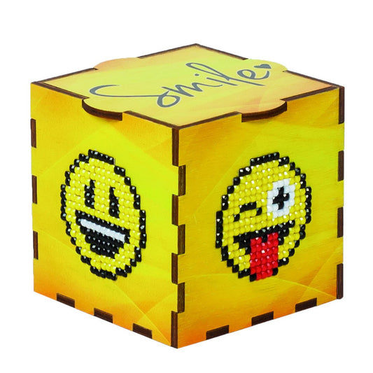 Wizardi Diamond Painting Hout Smileys 10,5x10,5 cm