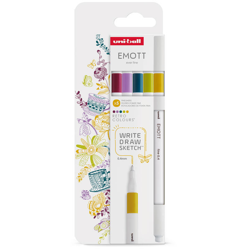 Uni Emott Fineliner Set Retro 5 Colors