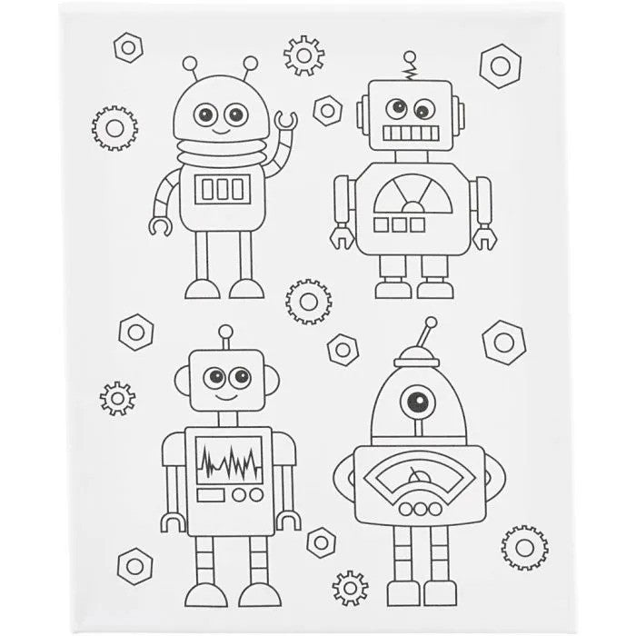 CC Stretched Canvas with print Robots 24x30 cm