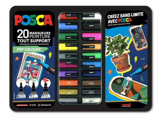 Uni Posca Verfmarker Koffer Pop Colours 20 stuks
