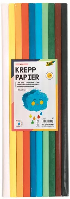 Folia Crepepapier Basic 50 x 200 cm 10 Kleuren
