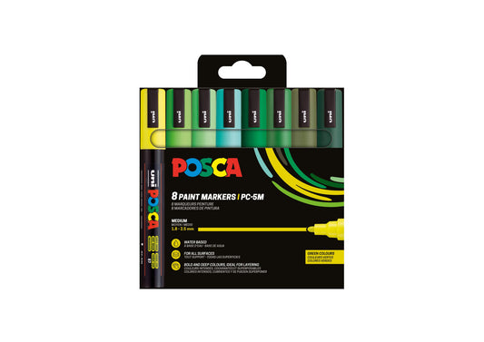 Uni Posca PC5M Marker-Set 8 Stück Grüntöne