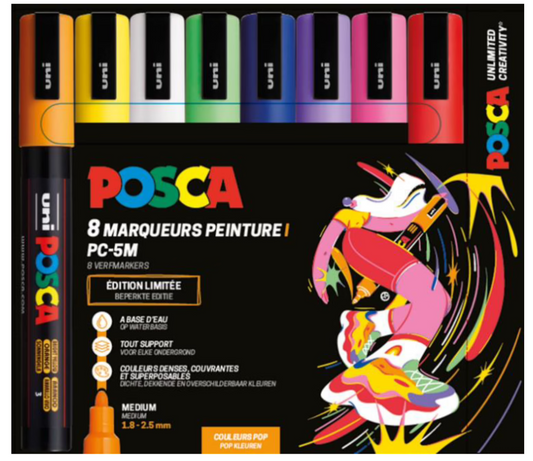 Uni Posca PC5M Marker-Set 8 Stück Pop Farben
