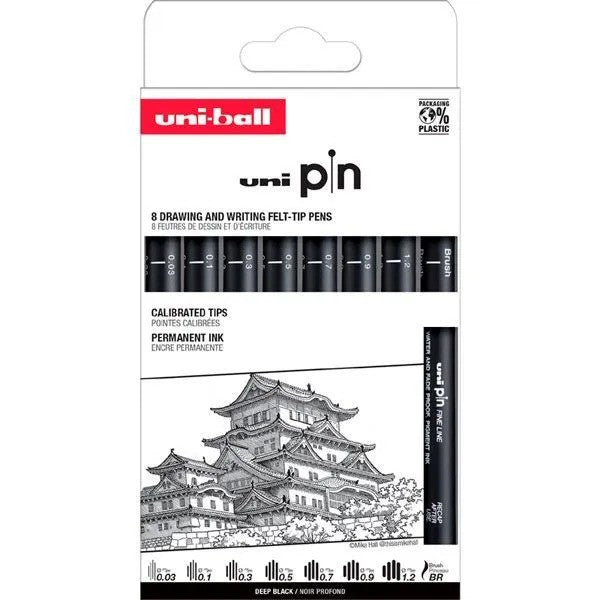Uni-Ball Pin Set Met Gekalibreerde Punt 8 Stuk