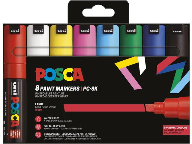 Uni Posca PC8K Set Basisfarben 8 Stück