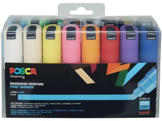 Uni Posca PC8K Set Basisfarben 16 Stück