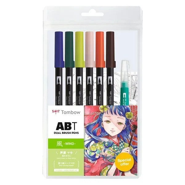Tombow ABT Dual Brush Pen set 6 pcs Manga Wind