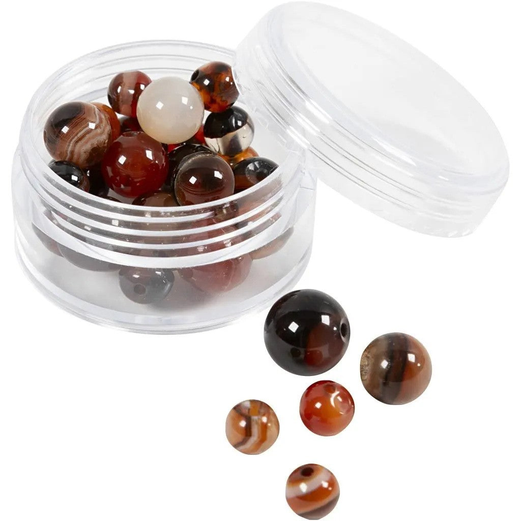 CC Dark Brown Agate Beads 28 pieces