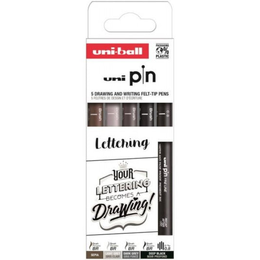 Uni-Ball Pin ASP012 Set Lettering 5 Stuk