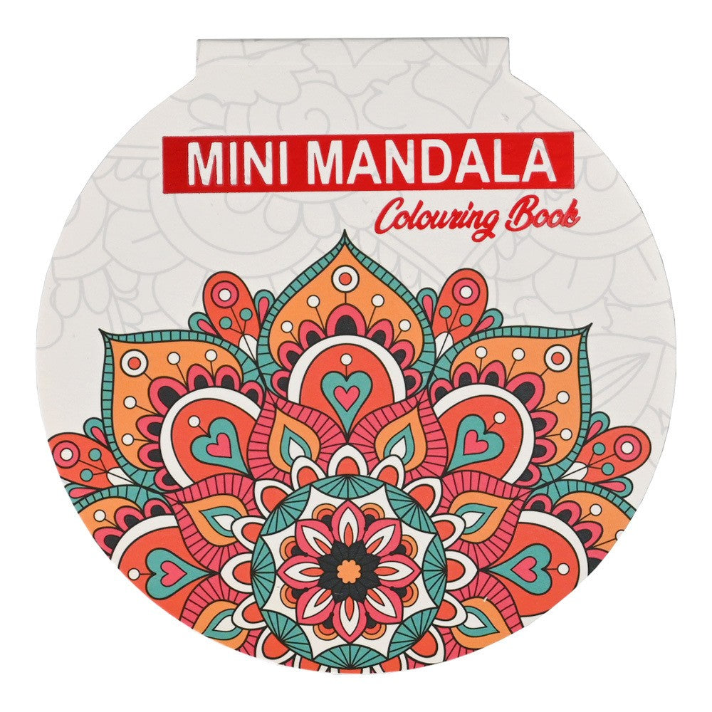 Win Mini Mandala Coloring Book Round Red 12 x 12 cm