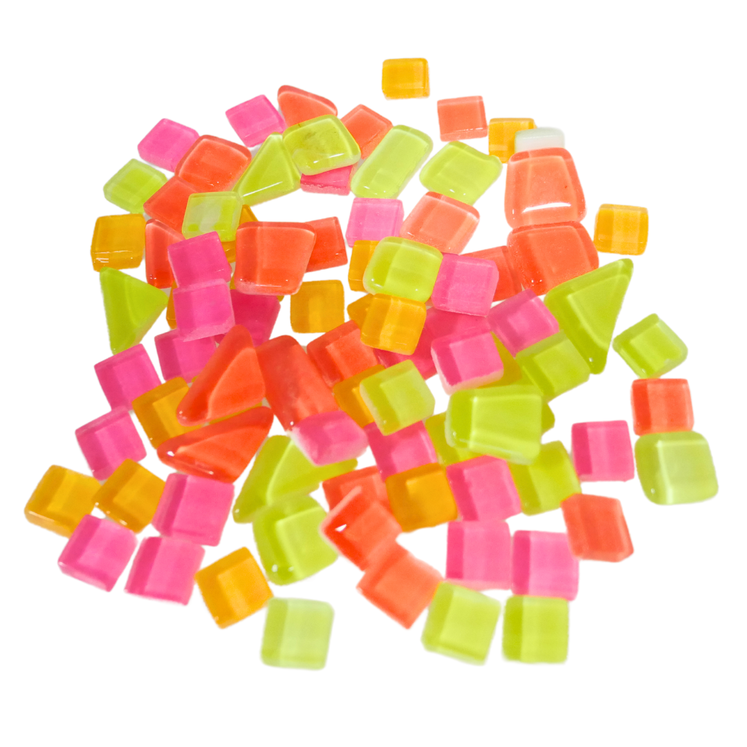 Weiches Glas polygonal klar Mix Glow in the Dark 100 g