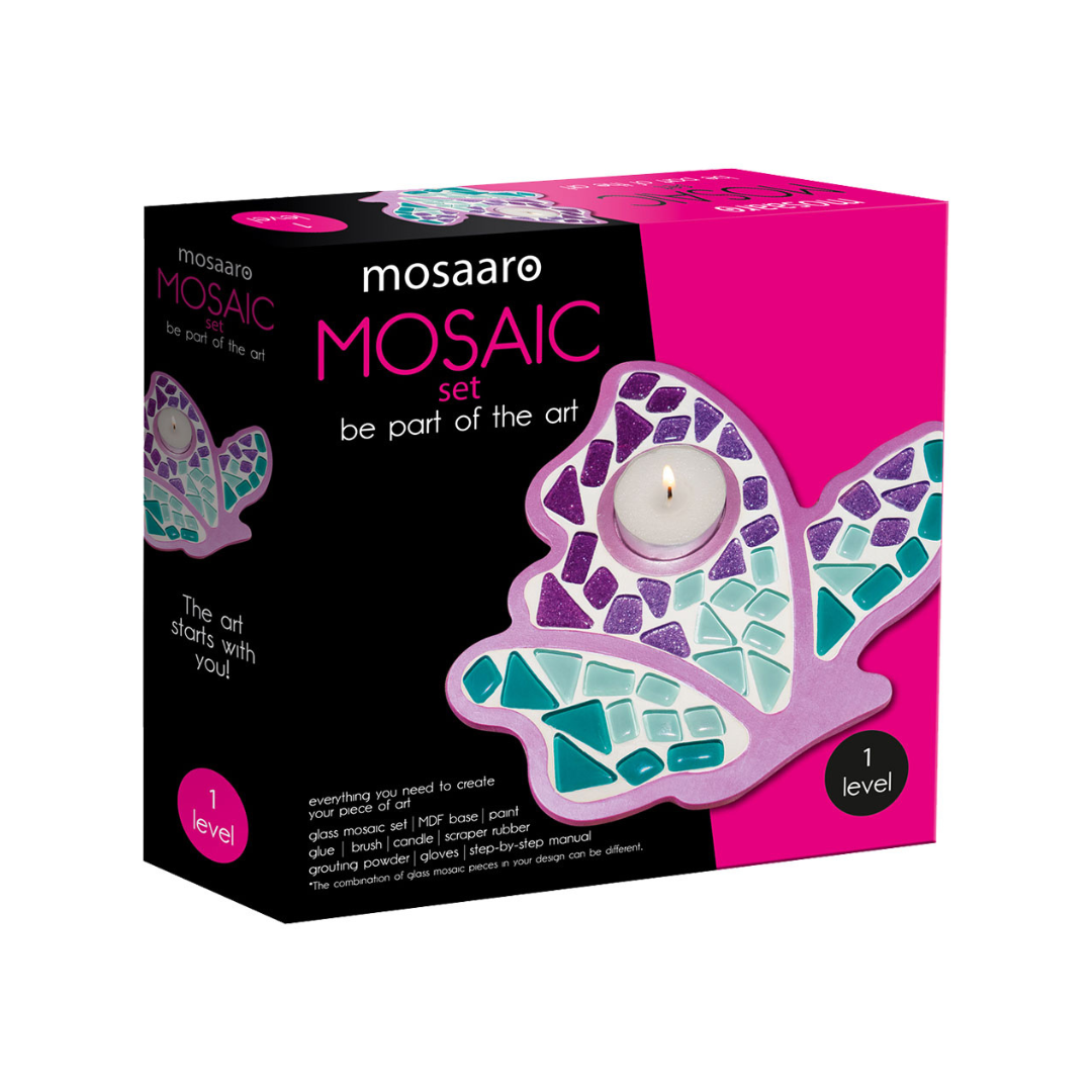 Mosaaro Mosaikset Glas Mosaik Kerzenhalter Schmetterling MA1004