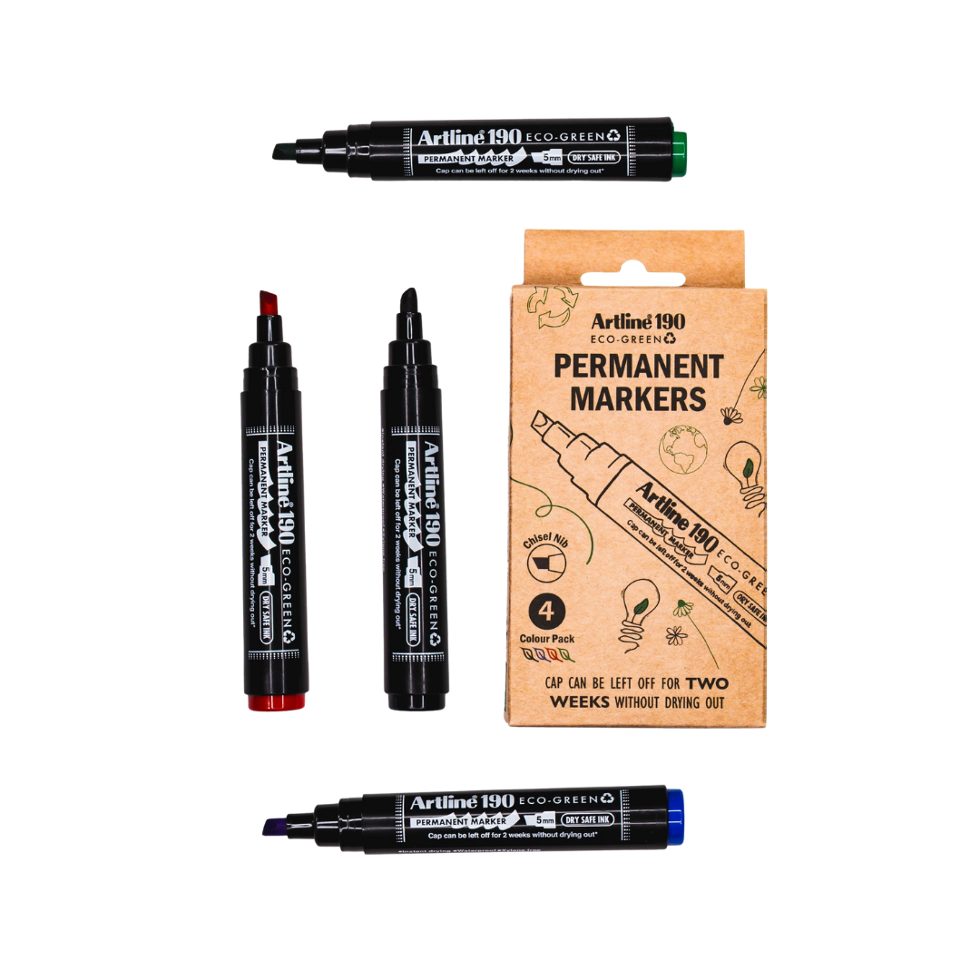 Artline Drysafe 190 Eco-Green Permanentmarker, 4 Farben
