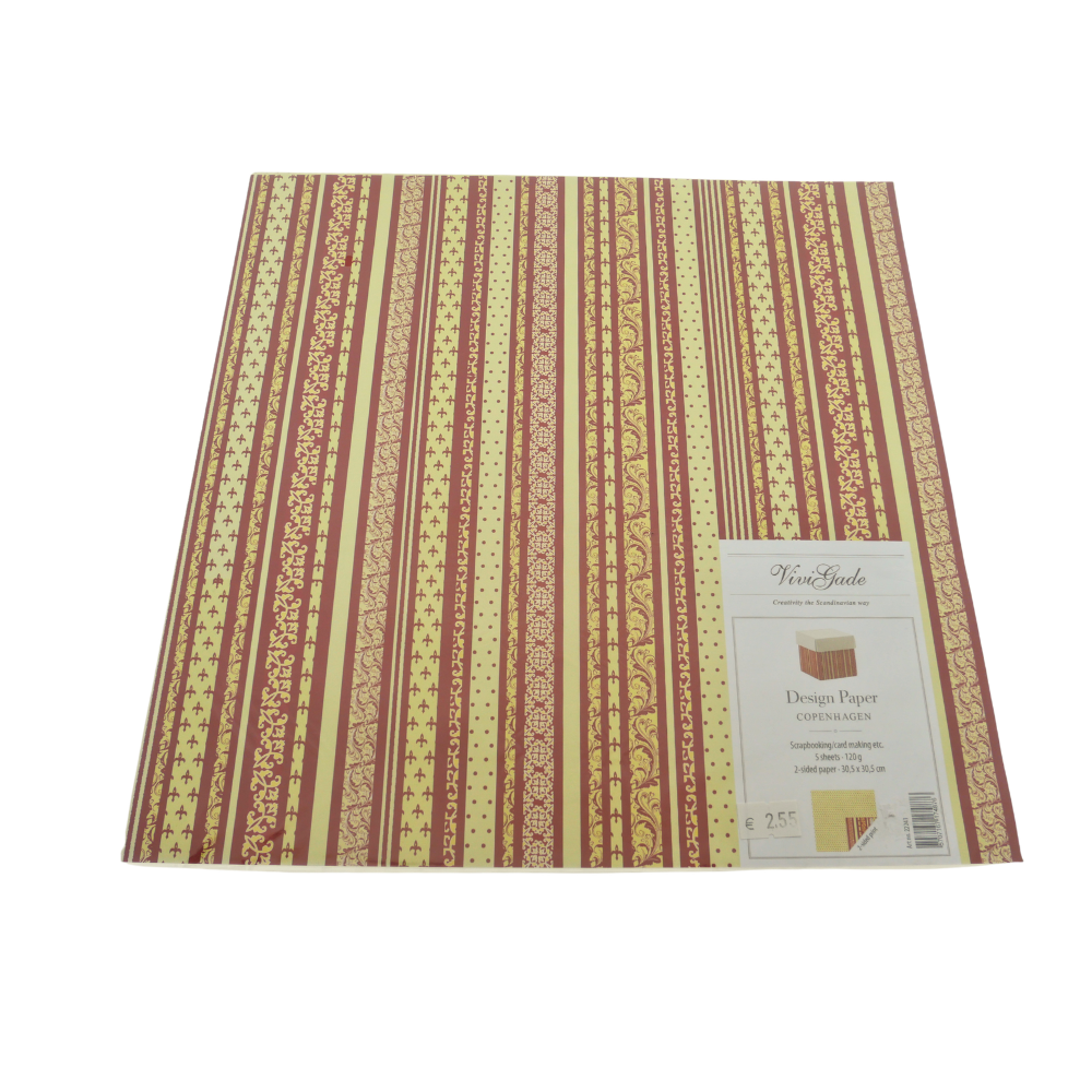 Vivi Gade Scrapbooking Papier Dubbelzijdig Copenhagen Rood/Off-white Patronen 30,5 x 30,5 5 Stuks