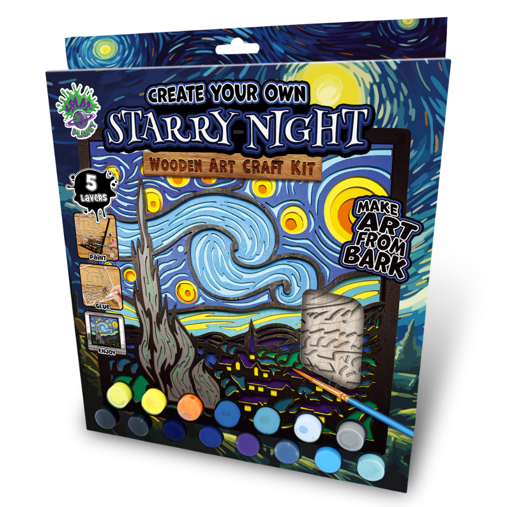 Splat Planet Wood Art Set Starry Night 27 x 26 x 3,5 cm