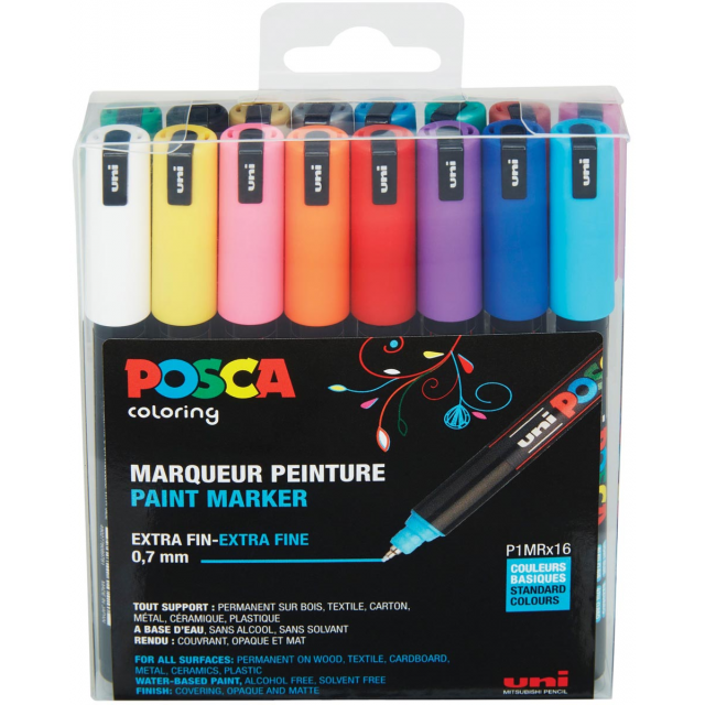 Uni Posca Verfmarker 16 Set 1MR Basis