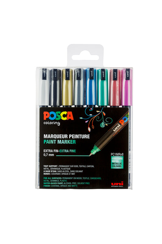 Uni Posca Verfmarker 8 Set 1MR Metallic
