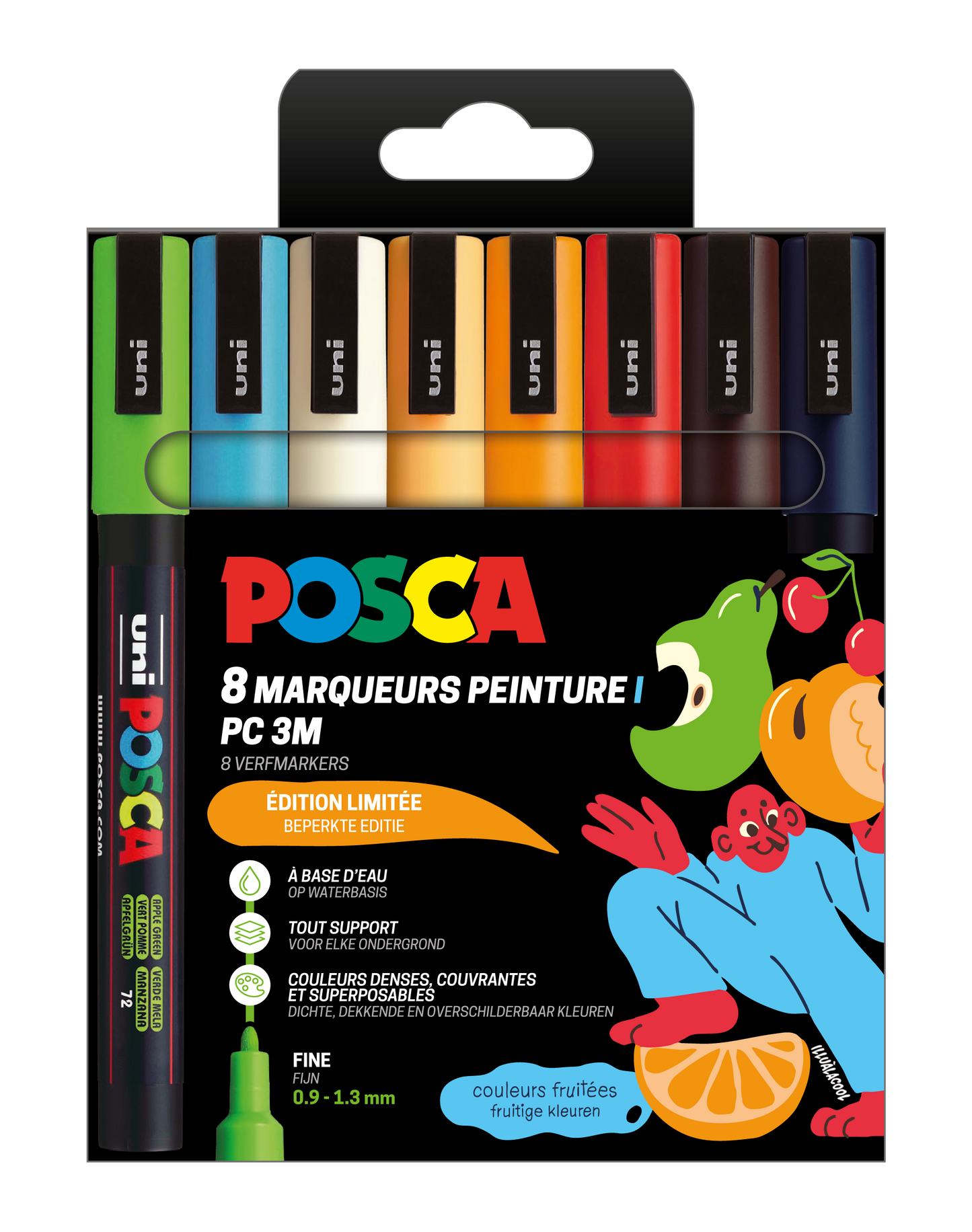 Uni Posca Marker PC3M Set 8 Stück Fruchtfarben