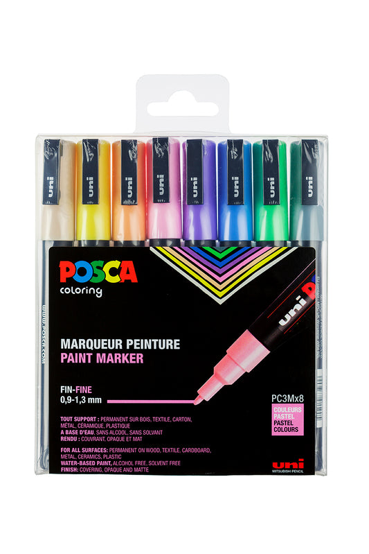 Uni Posca Verfmarker 8 Set 3M Pastel