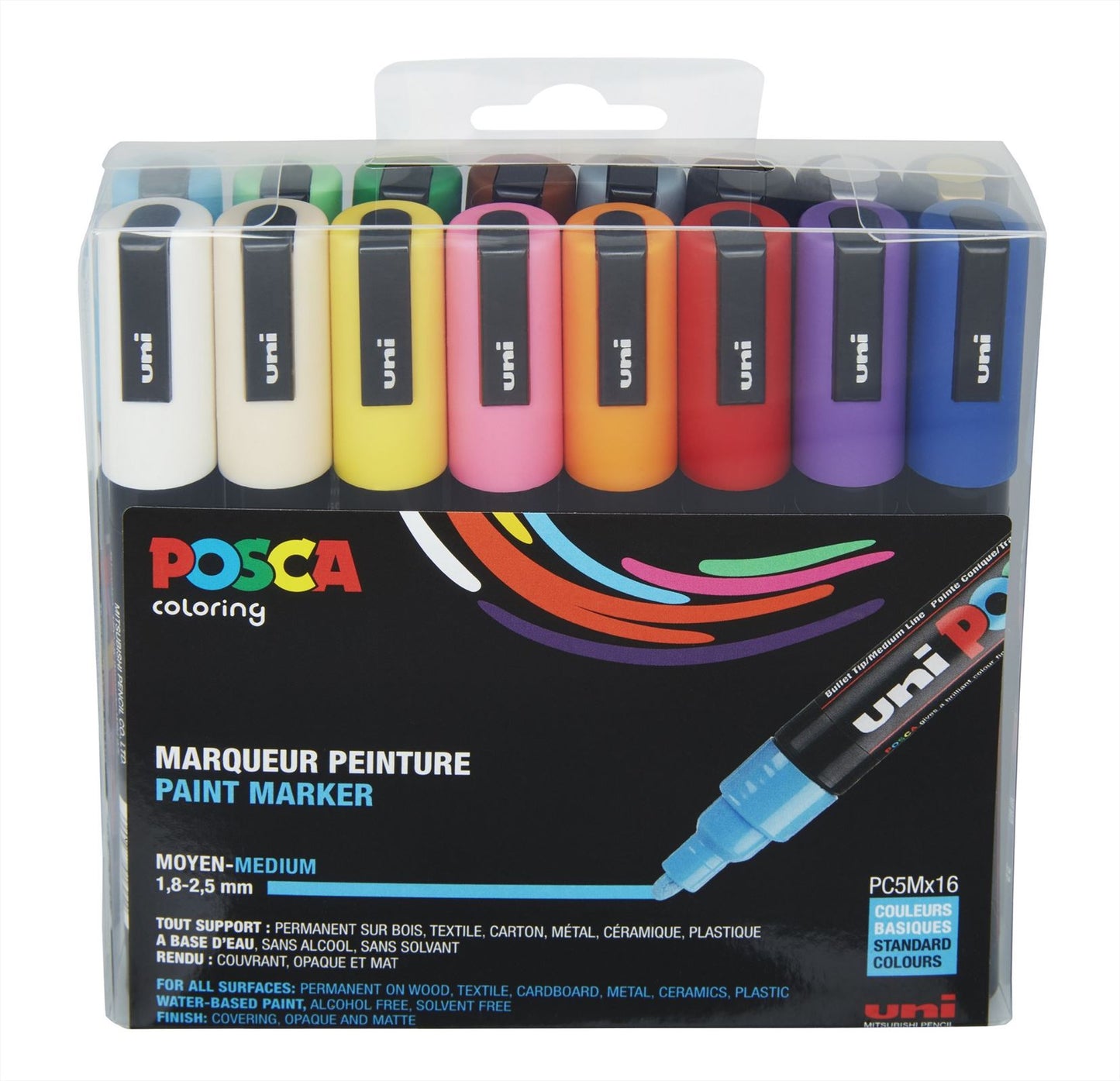 Uni Posca Farbmarker 16er Set 5M Basic