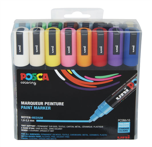 Uni Posca Farbmarker 16er Set 5M Basic
