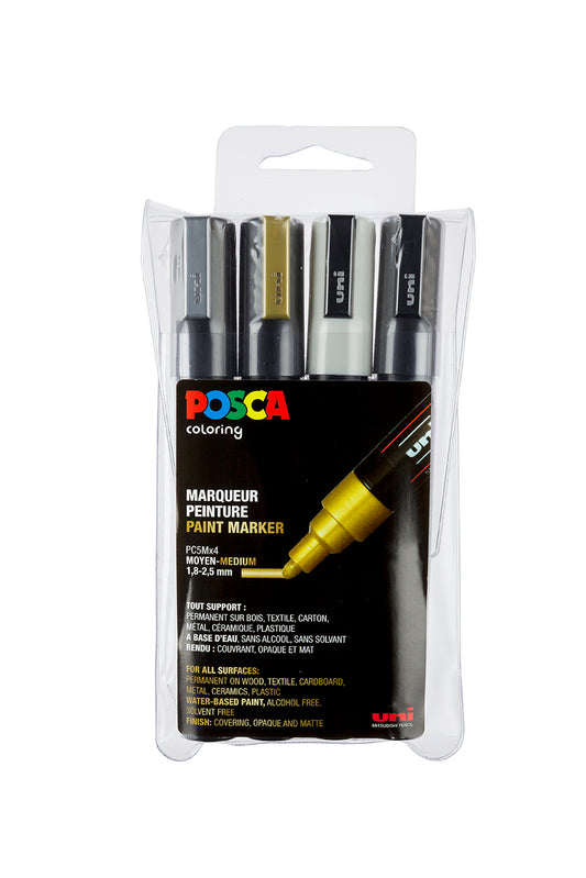 Uni Posca Verfmarker 4 Set 5M Metallic
