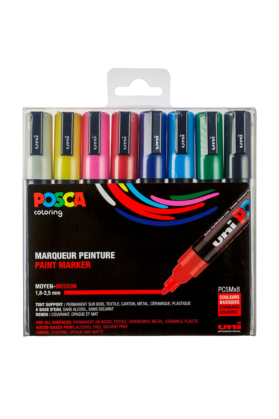 Uni Posca Verfmarker 8 Set 5M Basis