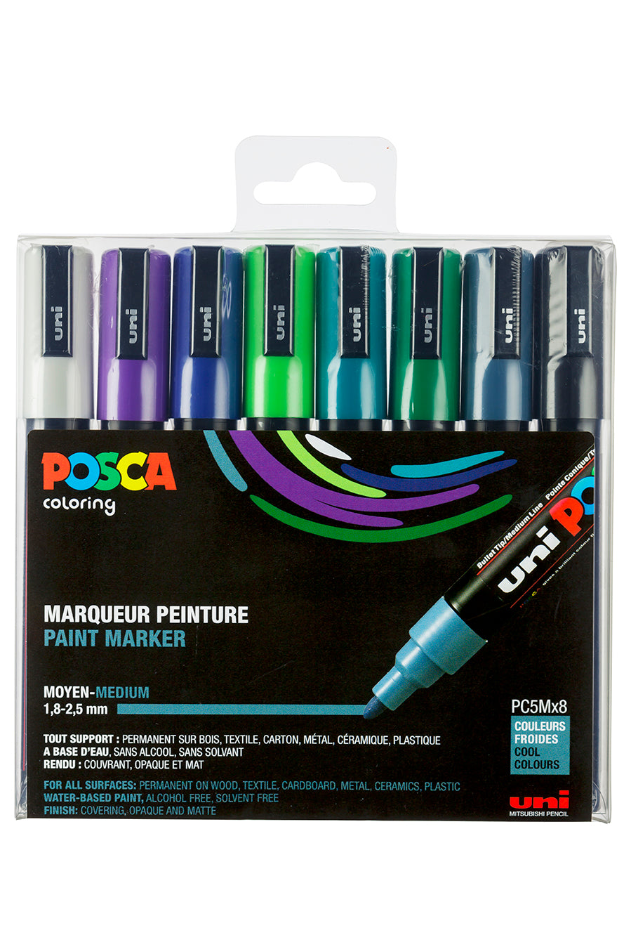 Uni Posca Lackmarker 8er Set 5M Kalt