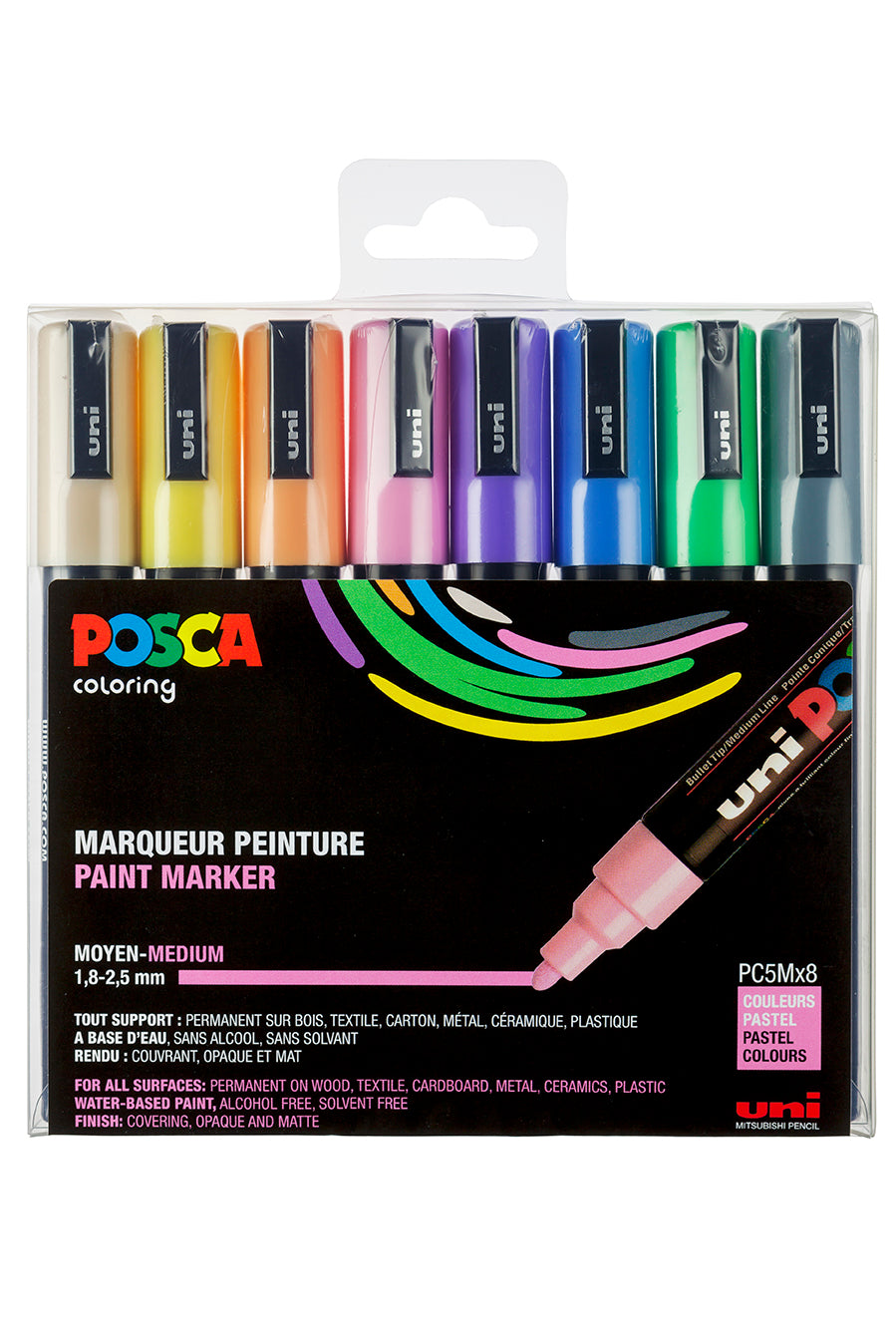 Uni Posca Lackmarker 8er Set 5M Pastell