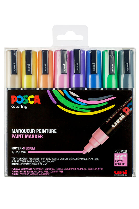 Uni Posca Verfmarker 8 Set 5M Pastel