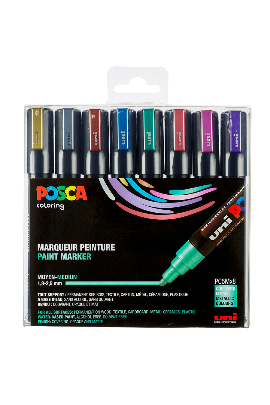 Uni Posca Lackmarker 8er Set 5M Metallic
