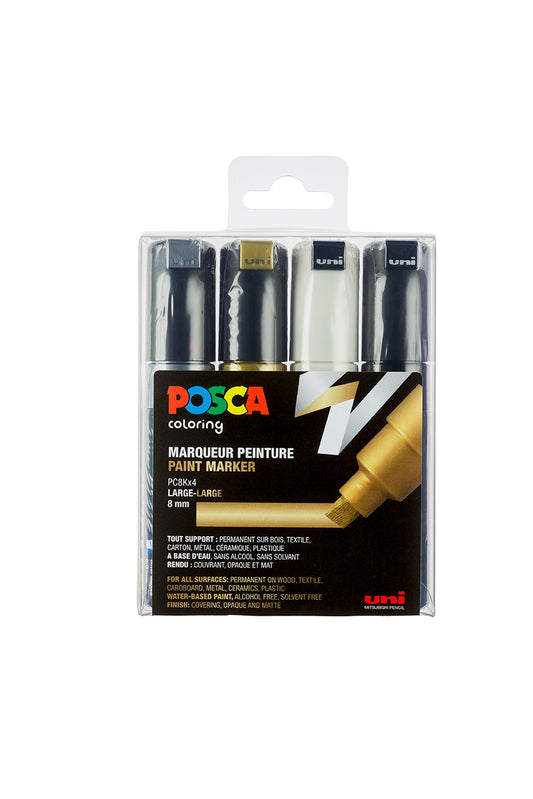 Uni Posca Verfmarker 4 Set 8K Metallic