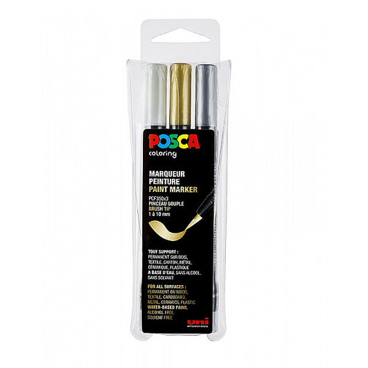 Uni Posca Pinsel 3er Set F350 Metallic