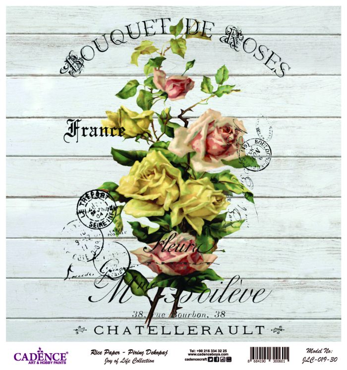 Cadence Rijst Decoupagepapier Joy of Life 019 30x32 cm Bouguet de Roses