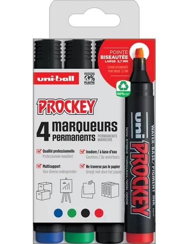 Prockey Permanent Marker Set 5,7 mm Chisel 4 stuks