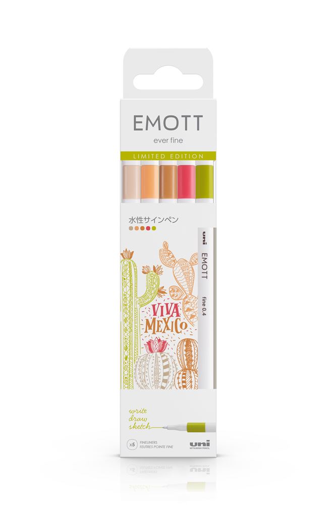 Uni Emott Fineliner Set 5 stuks - Viva Mexico Limited Edition