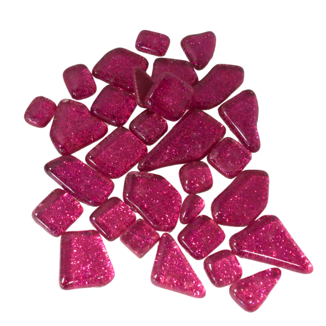 Soft Glas Polygonal Glitter Roze 100 gr