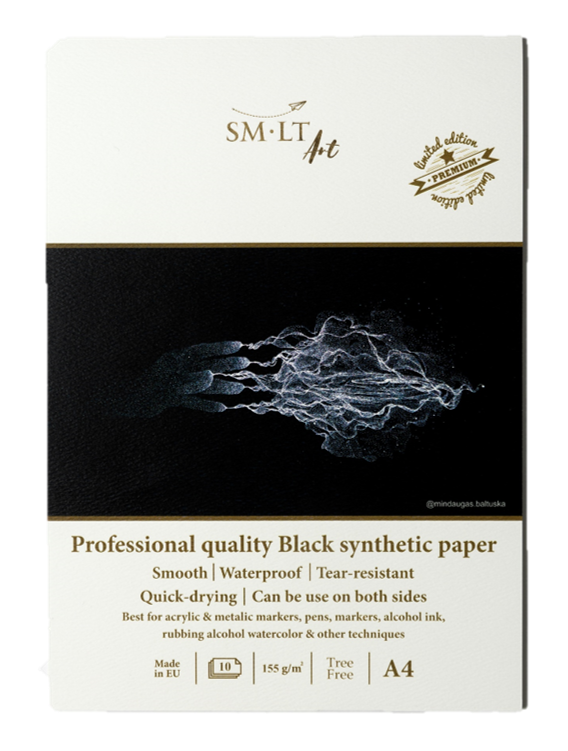 SMLT Tekenblok Professional Synthetisch A4 155gr 10 vel Zwart