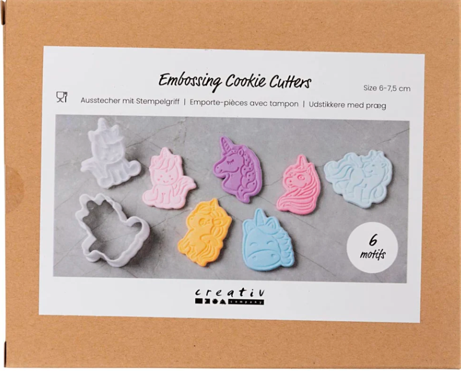 CC Cutters With Stamp Unicorn 6-7.5 cm White 6 Piece
