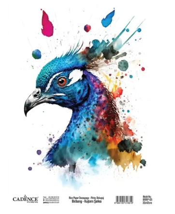 Cadence Birdsong Rijstpapier 30x42 cm Pauw