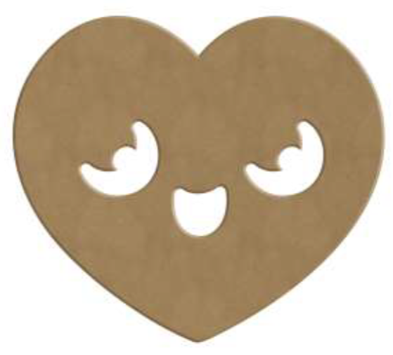 Gomille MDF Figuur Kawaii Hart 14x13 cm
