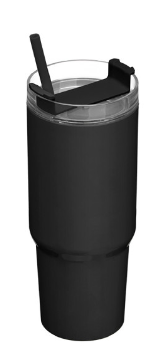 Kinvara Trinkflasche mit Strohhalm 750ml Schwarz