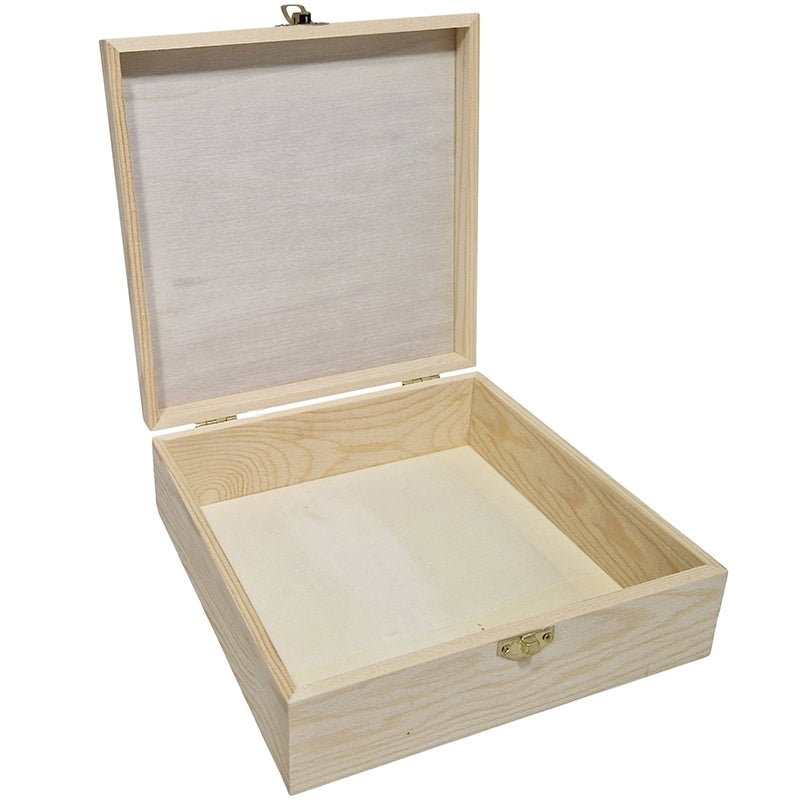 Houten Kist Vierkant met Klepdeksel Grenen 21x21x7 cm